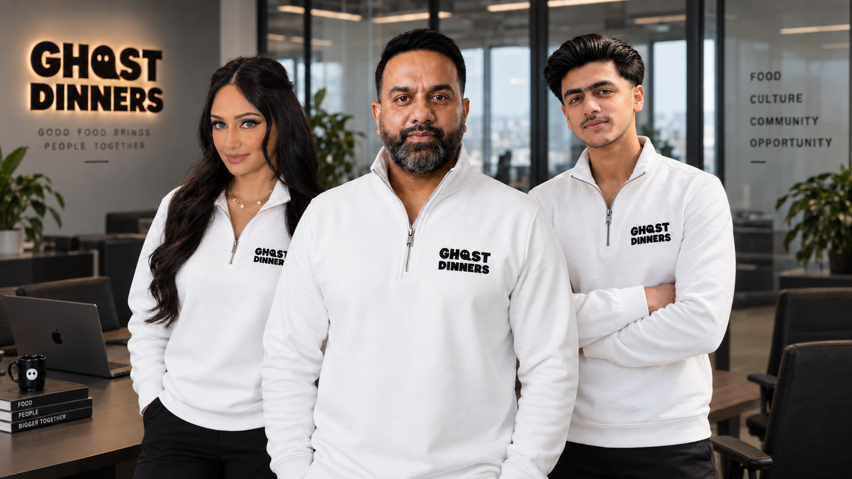 Ghost Dinners team on site, opening day