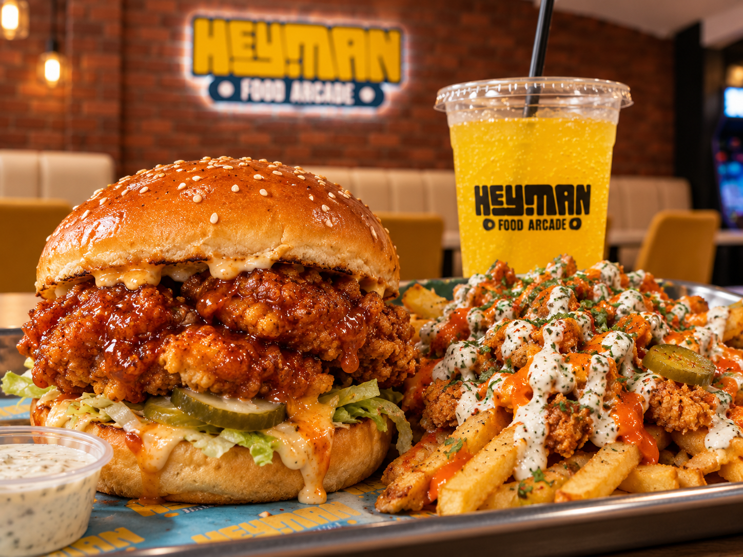 Saucy fried chicken feast at Heyman